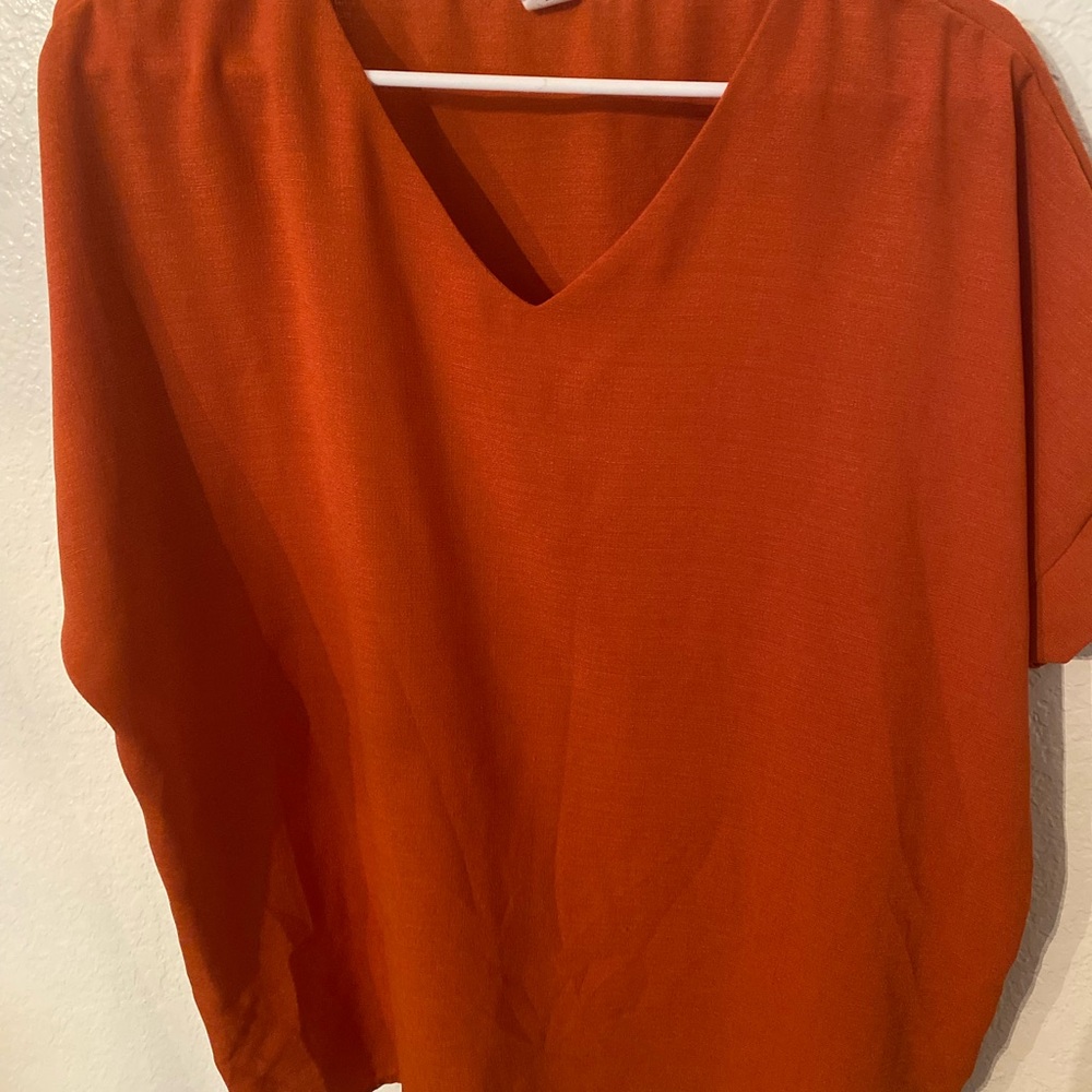 Women's V-Neck Orange Top